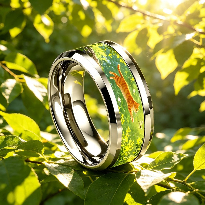 Leaping Cat Scene Ring