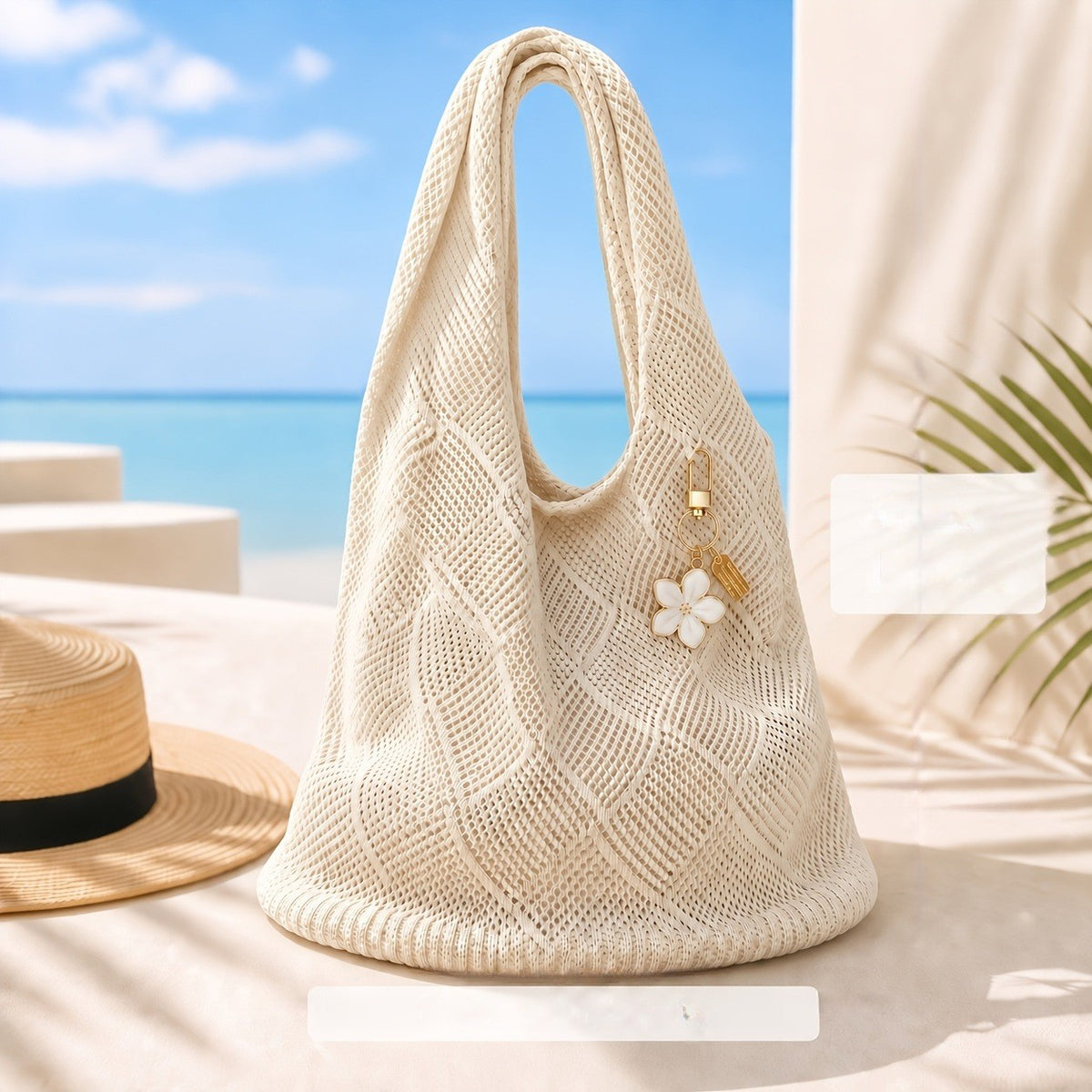 Cream Crochet Tote Bag