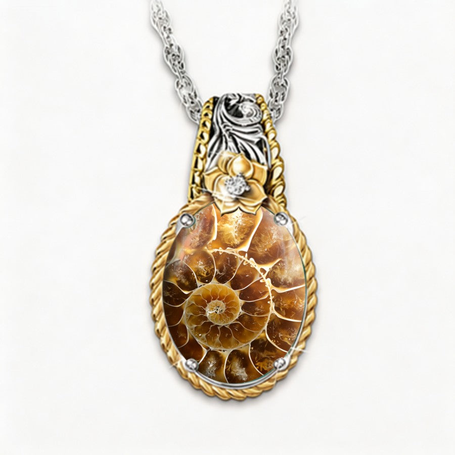 Spiral Shell Floral Pendant Necklace