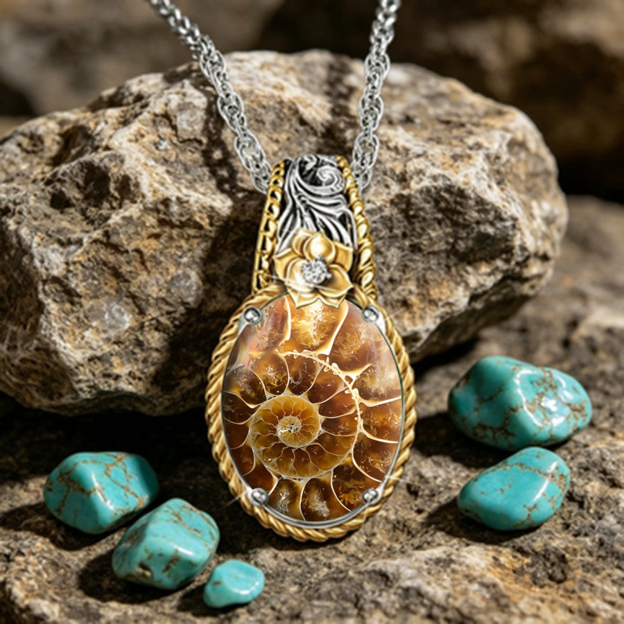 Spiral Shell Floral Pendant Necklace