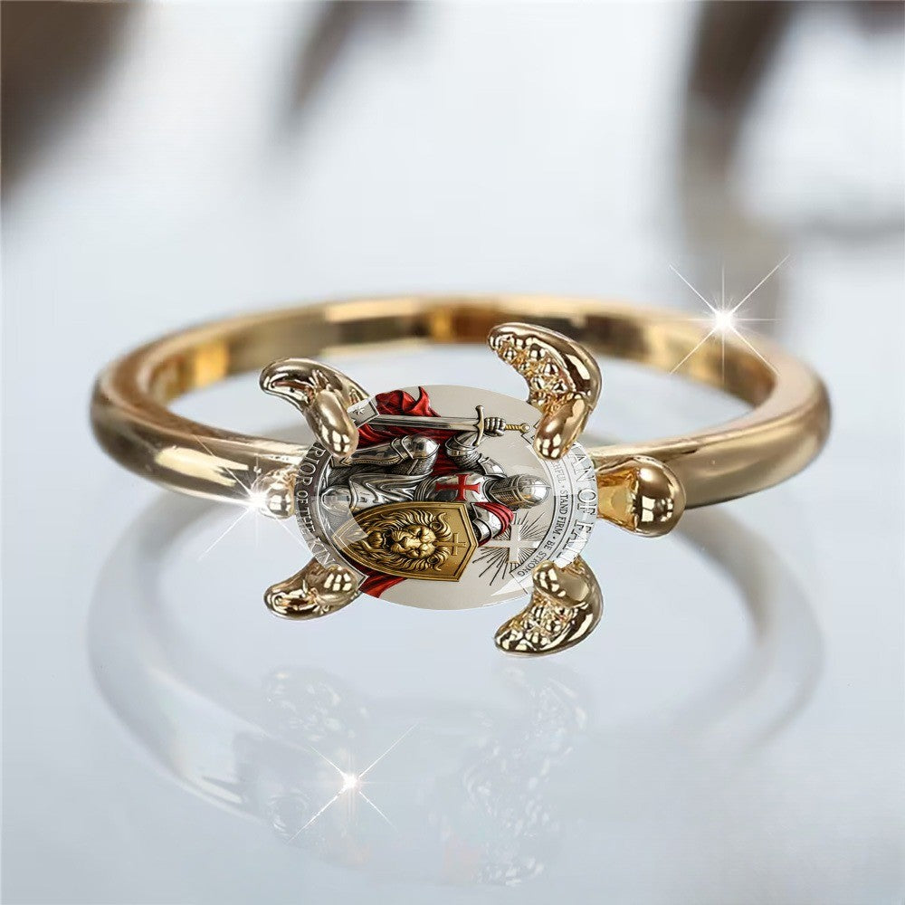 Knight & Turtle Shell Ring