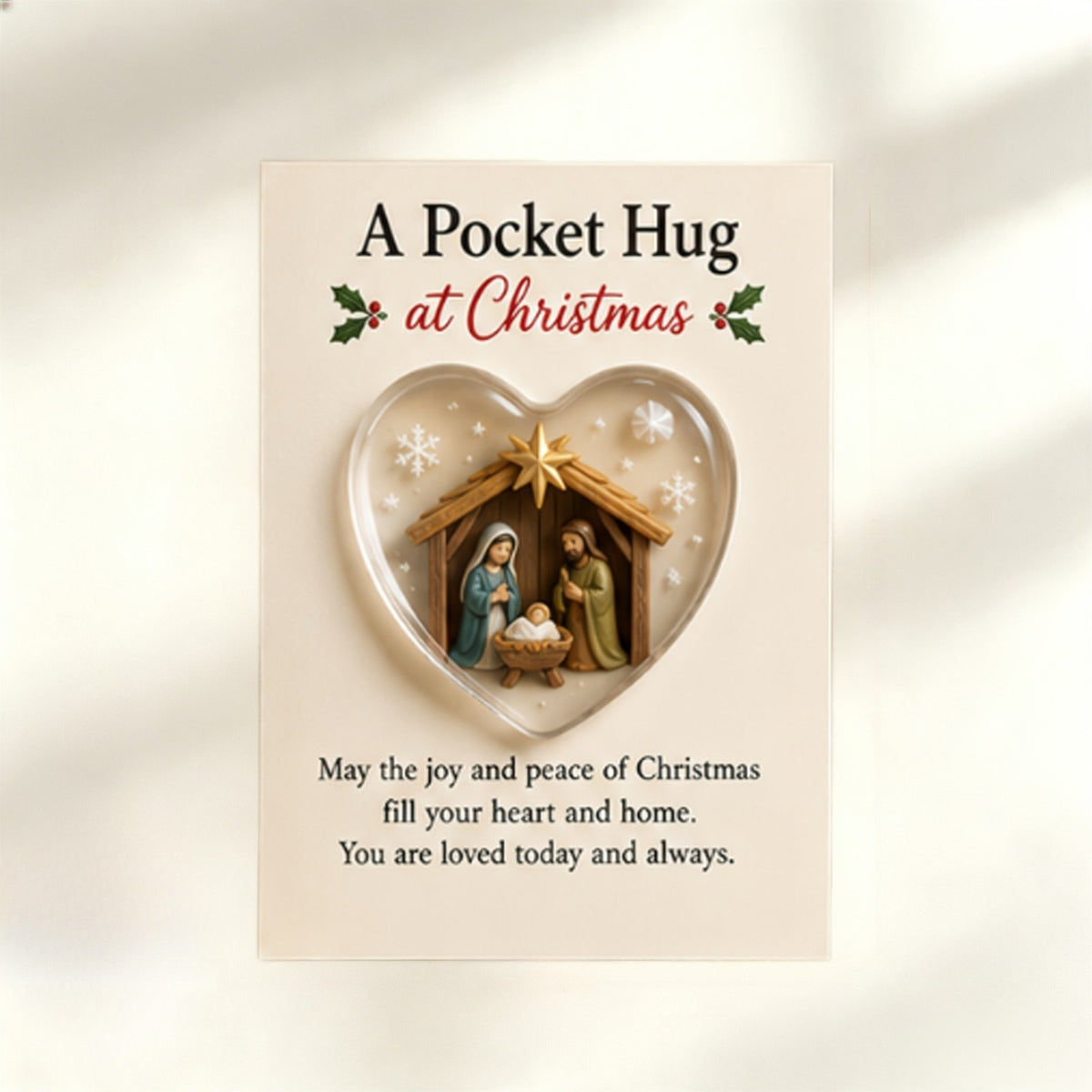 Nativity Heart Pocket Hug Card