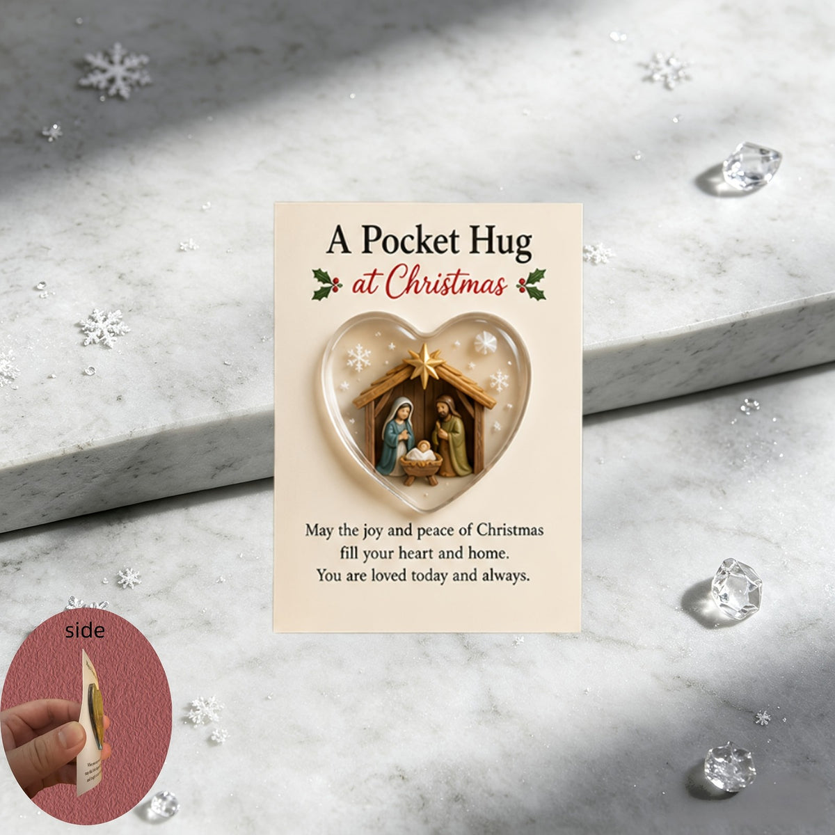Nativity Heart Pocket Hug Card