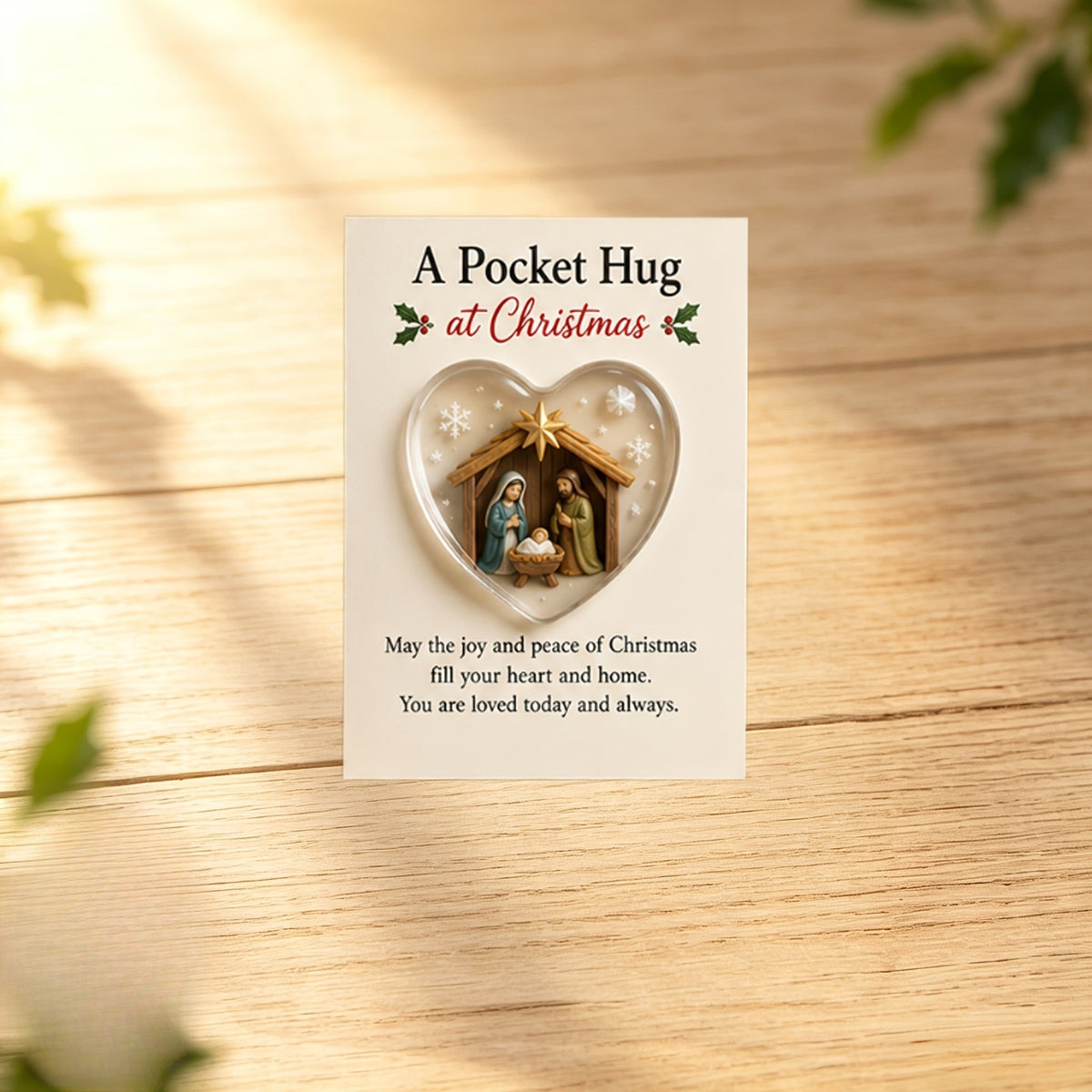 Nativity Heart Pocket Hug Card