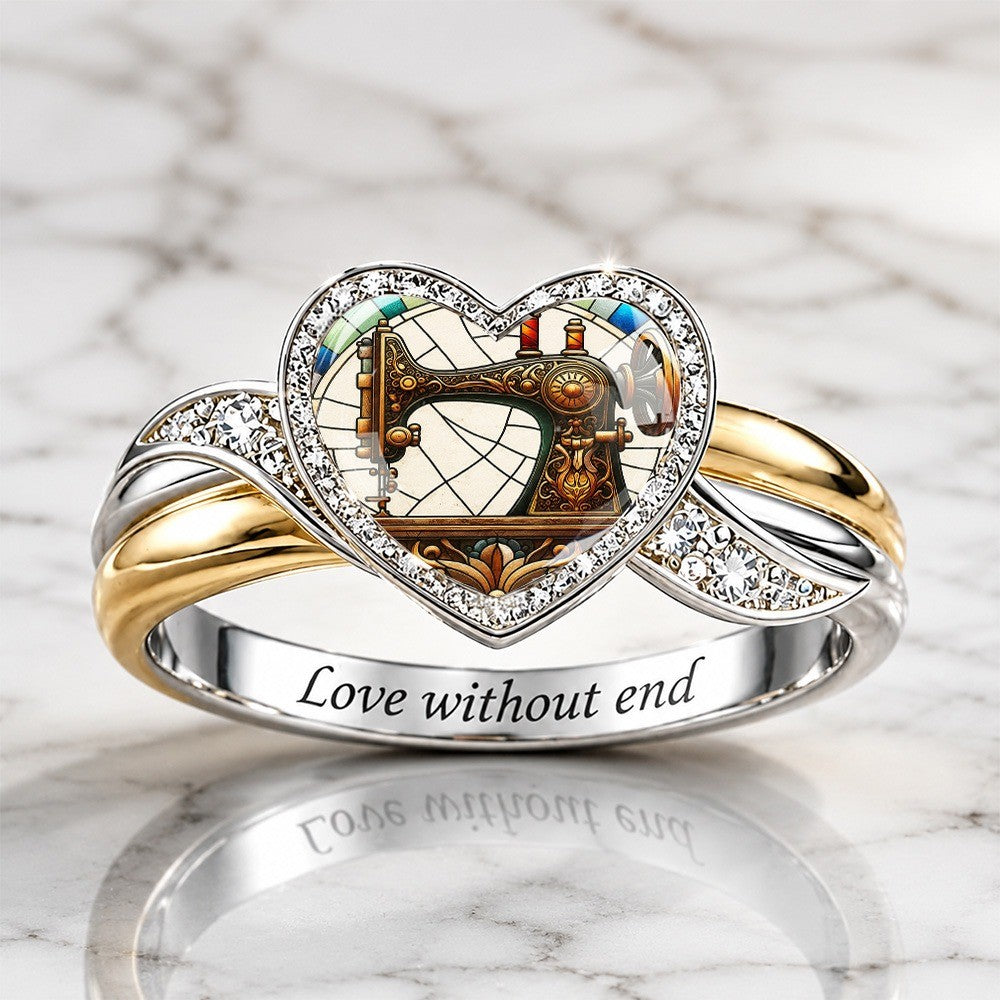 Vintage Sewing Machine Heart Ring