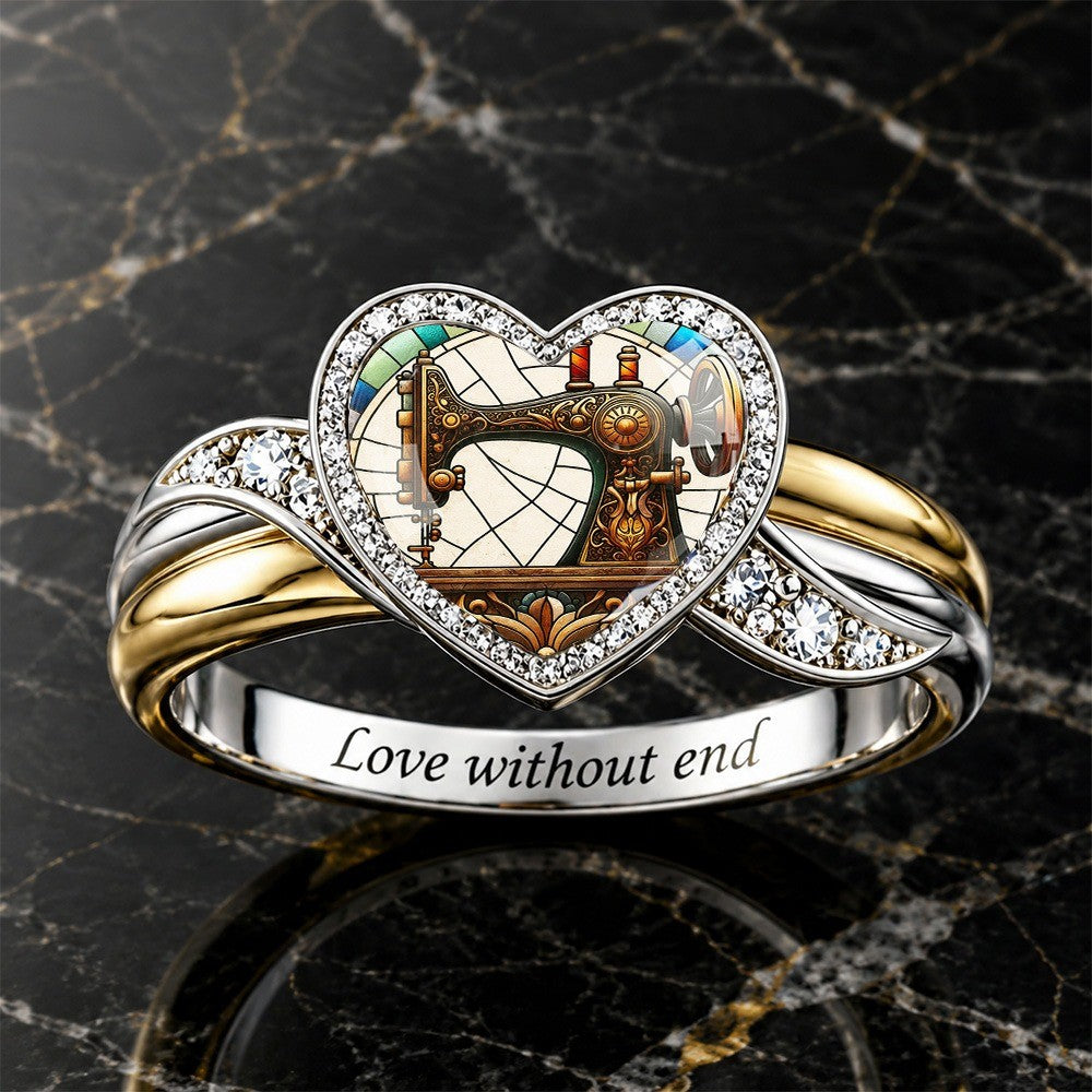 Vintage Sewing Machine Heart Ring