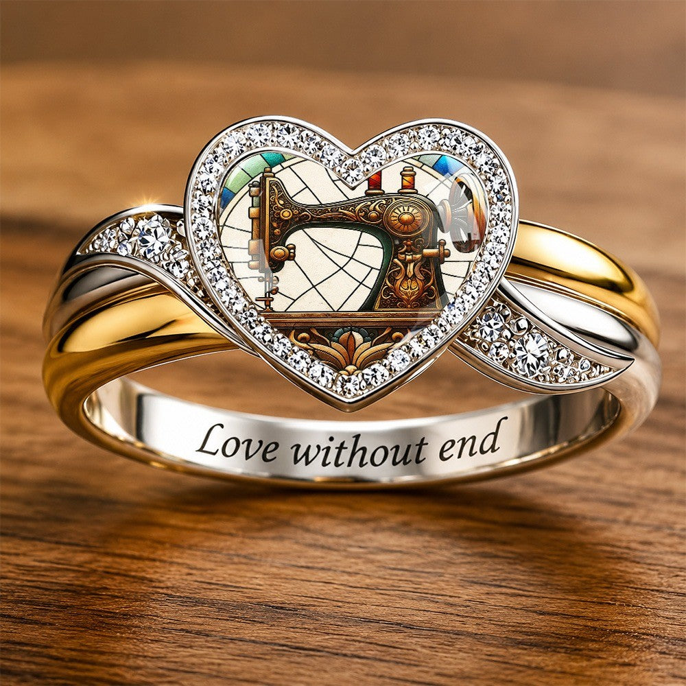 Vintage Sewing Machine Heart Ring