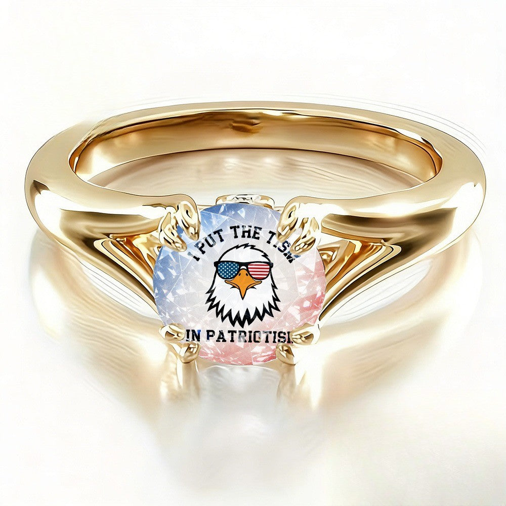Patriotic Eagle Crystal Ring
