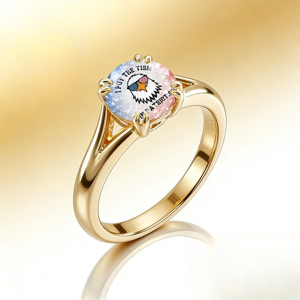 Patriotic Eagle Crystal Ring