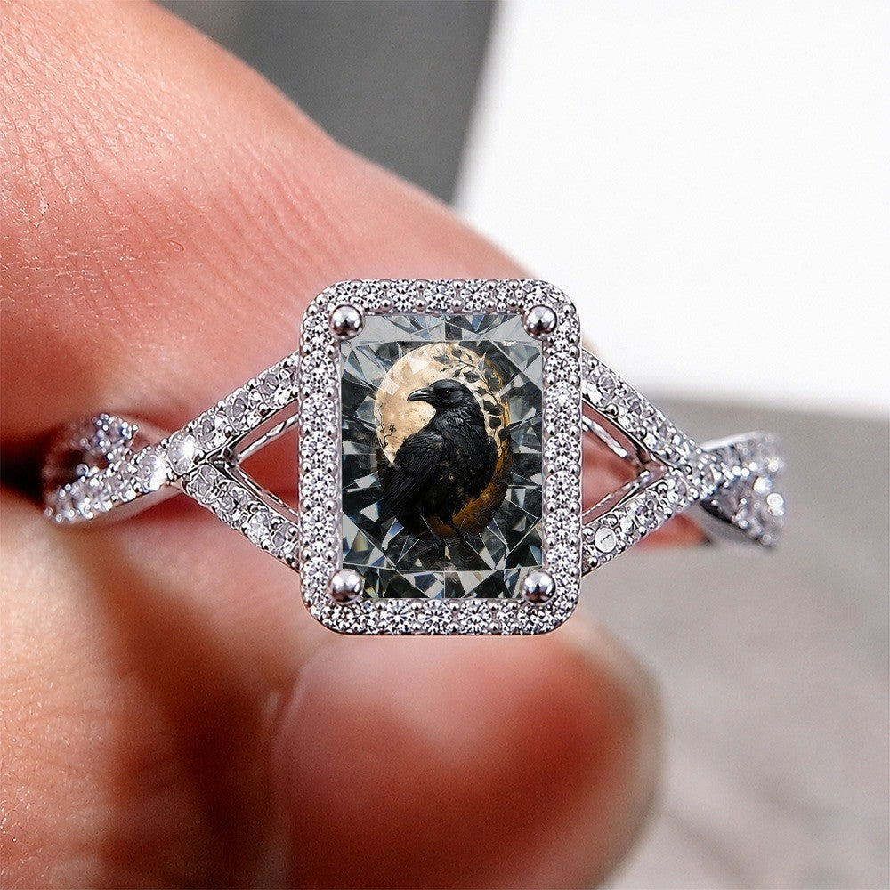 Moonlight Crow Square Ring