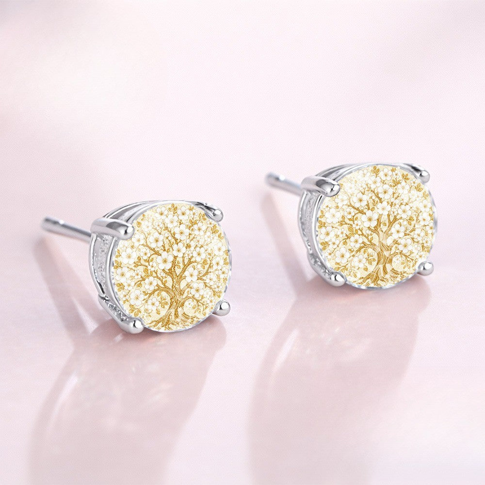 Golden Tree of Life Stud Earrings