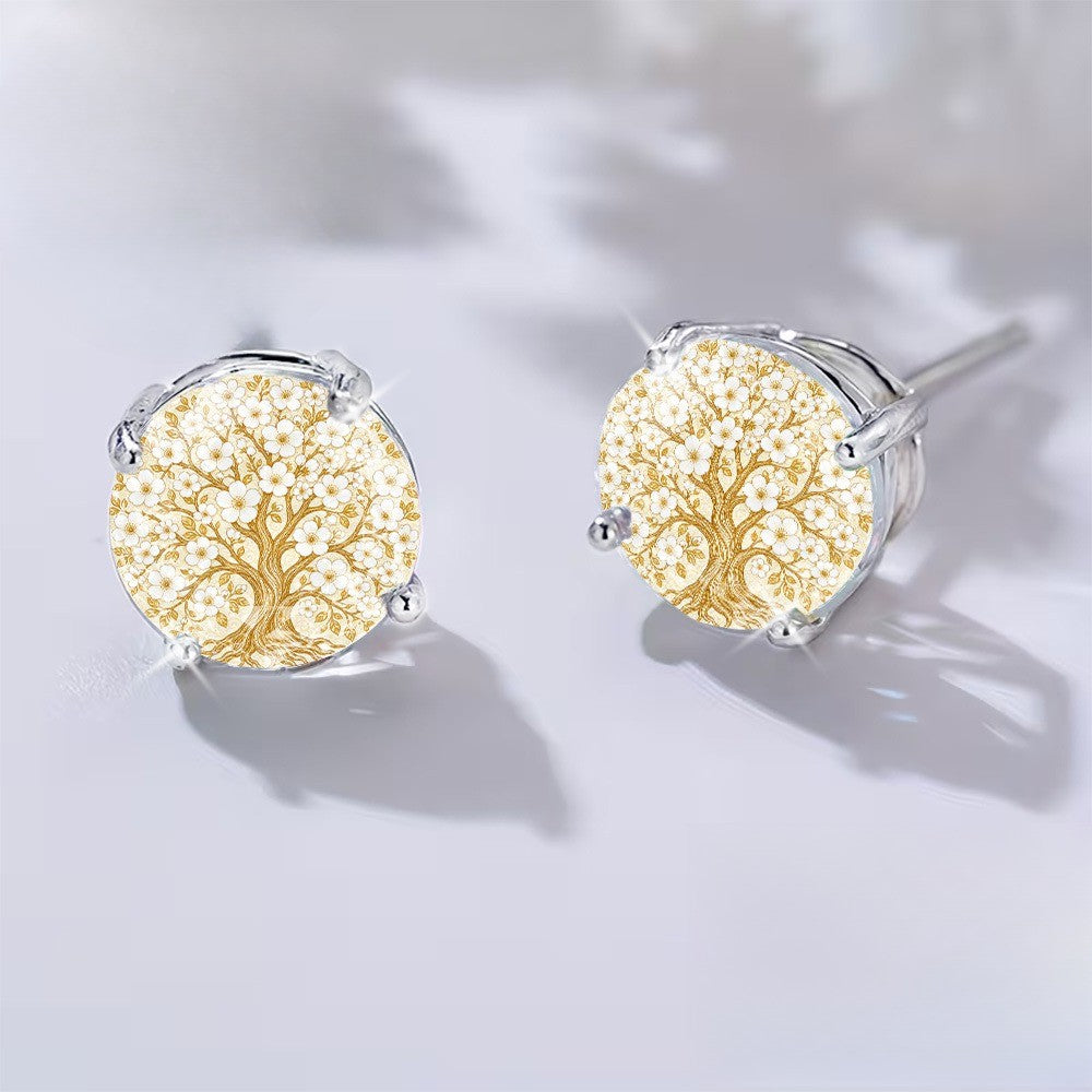 Golden Tree of Life Stud Earrings