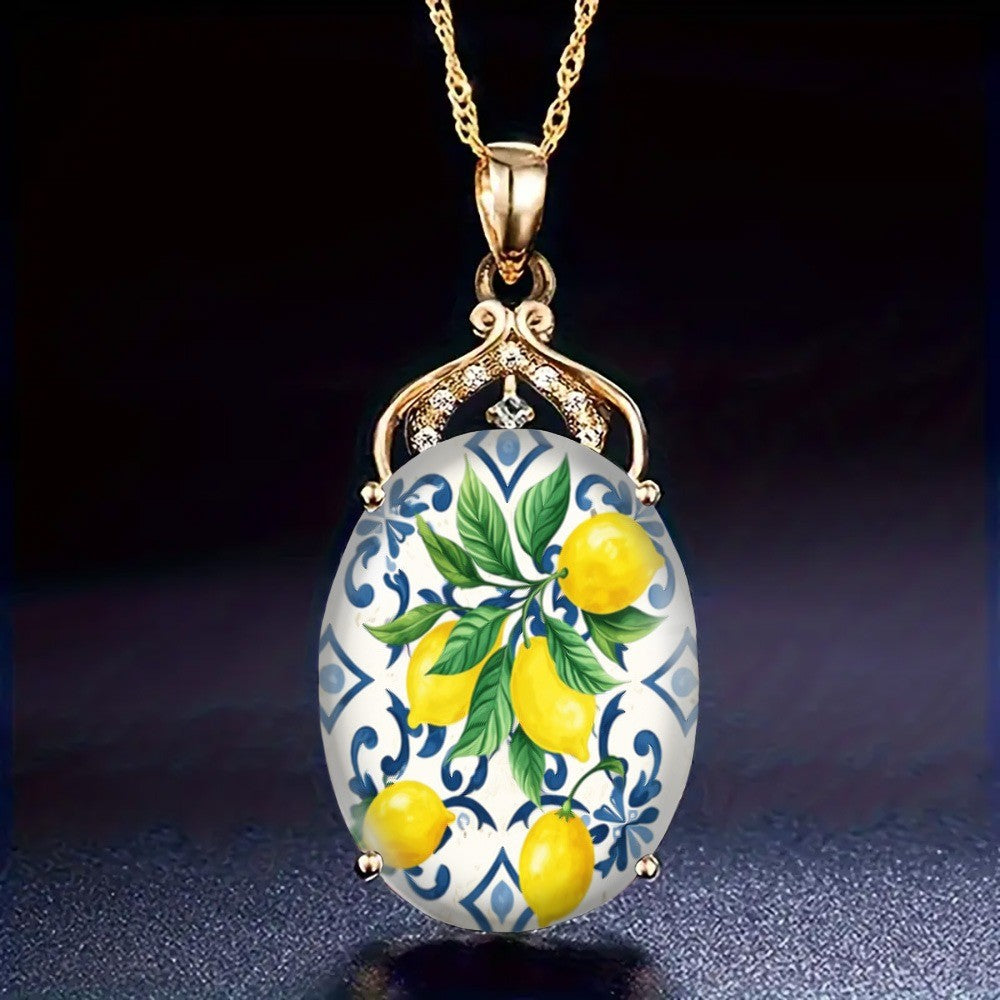 Lemon Vine Oval Necklace