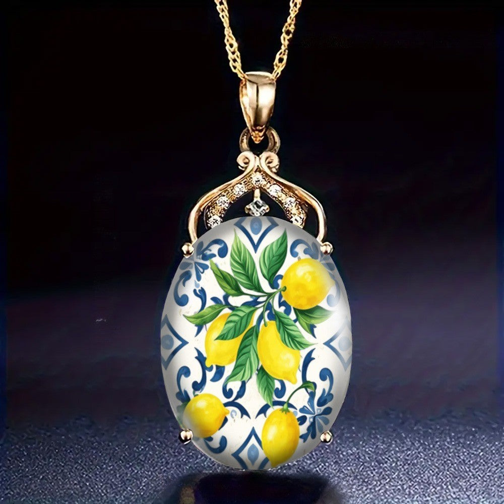 Lemon Vine Oval Necklace