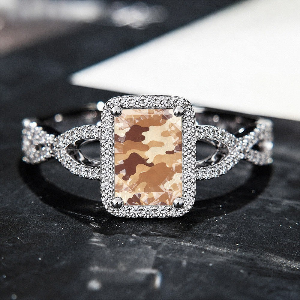 Camouflage Square Statement Ring
