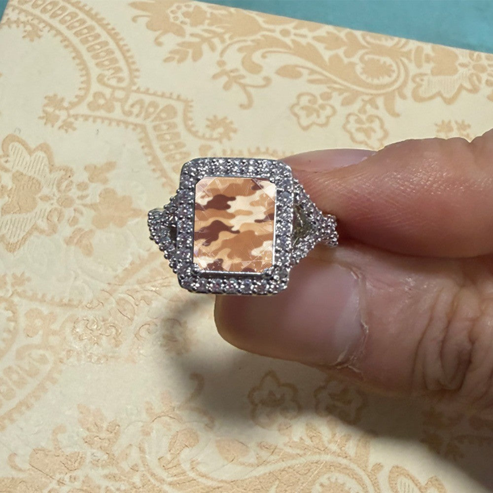 Camouflage Square Statement Ring