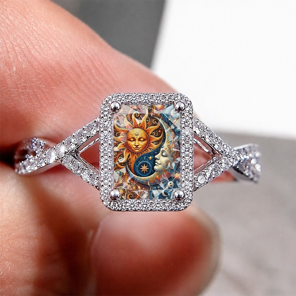 Celestial Sun & Moon Square Ring