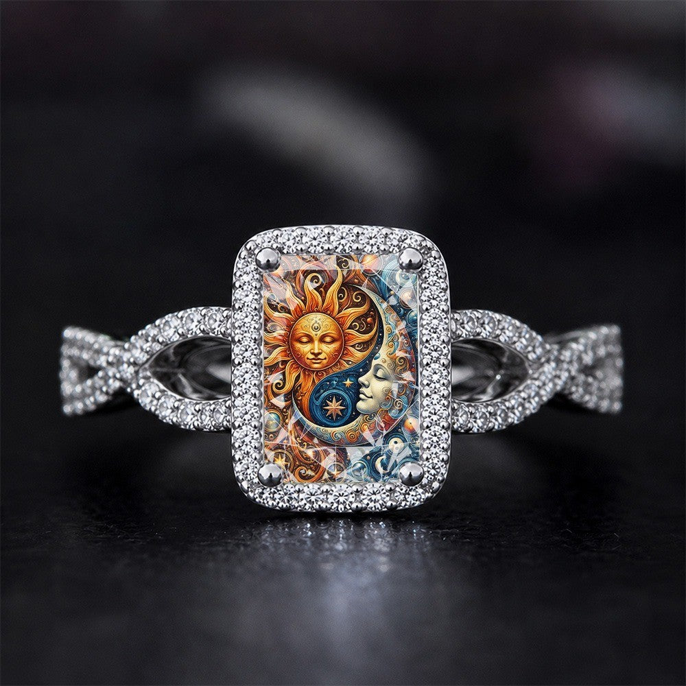 Celestial Sun & Moon Square Ring