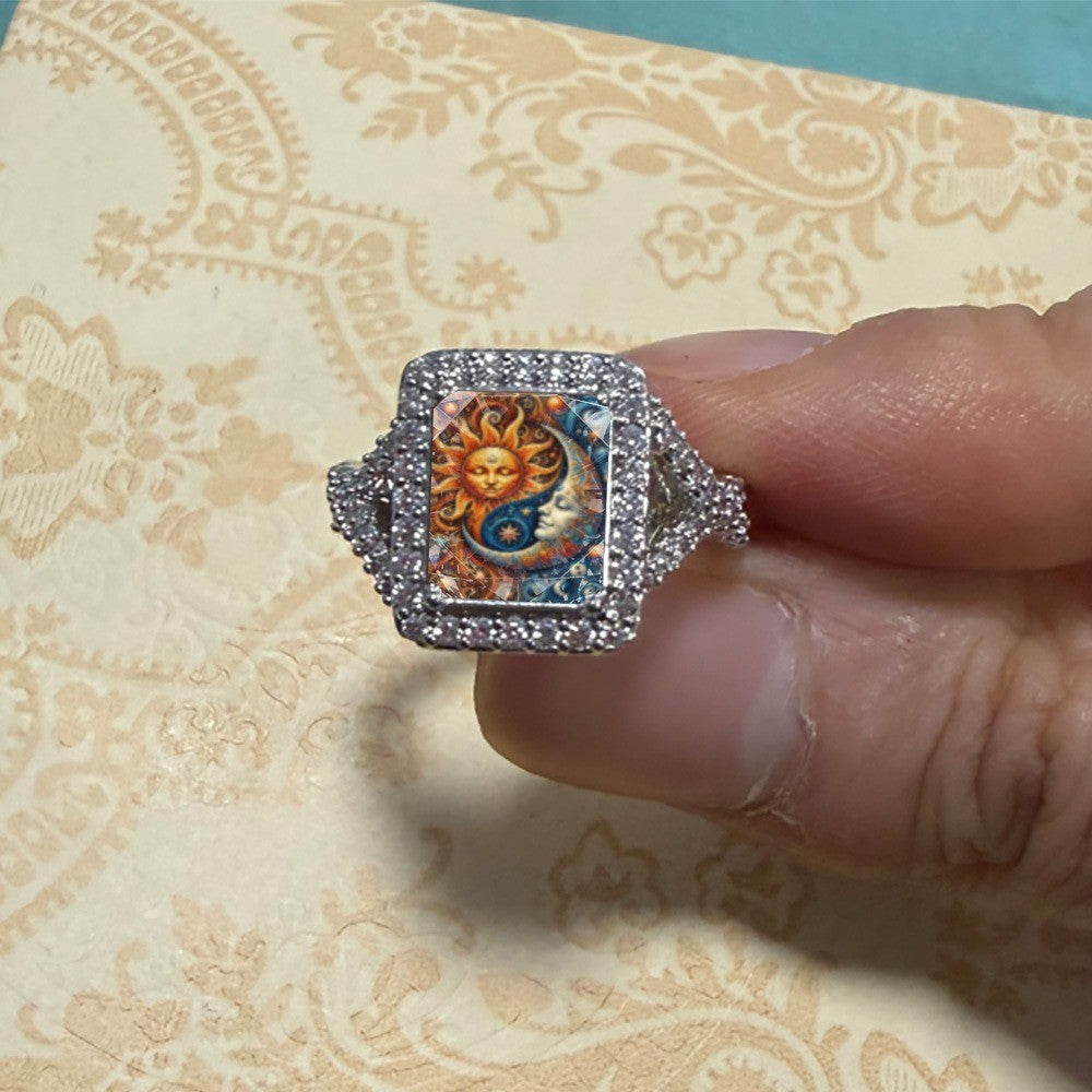Celestial Sun & Moon Square Ring