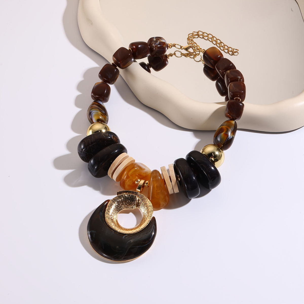 Crescent Bead Statement Necklace
