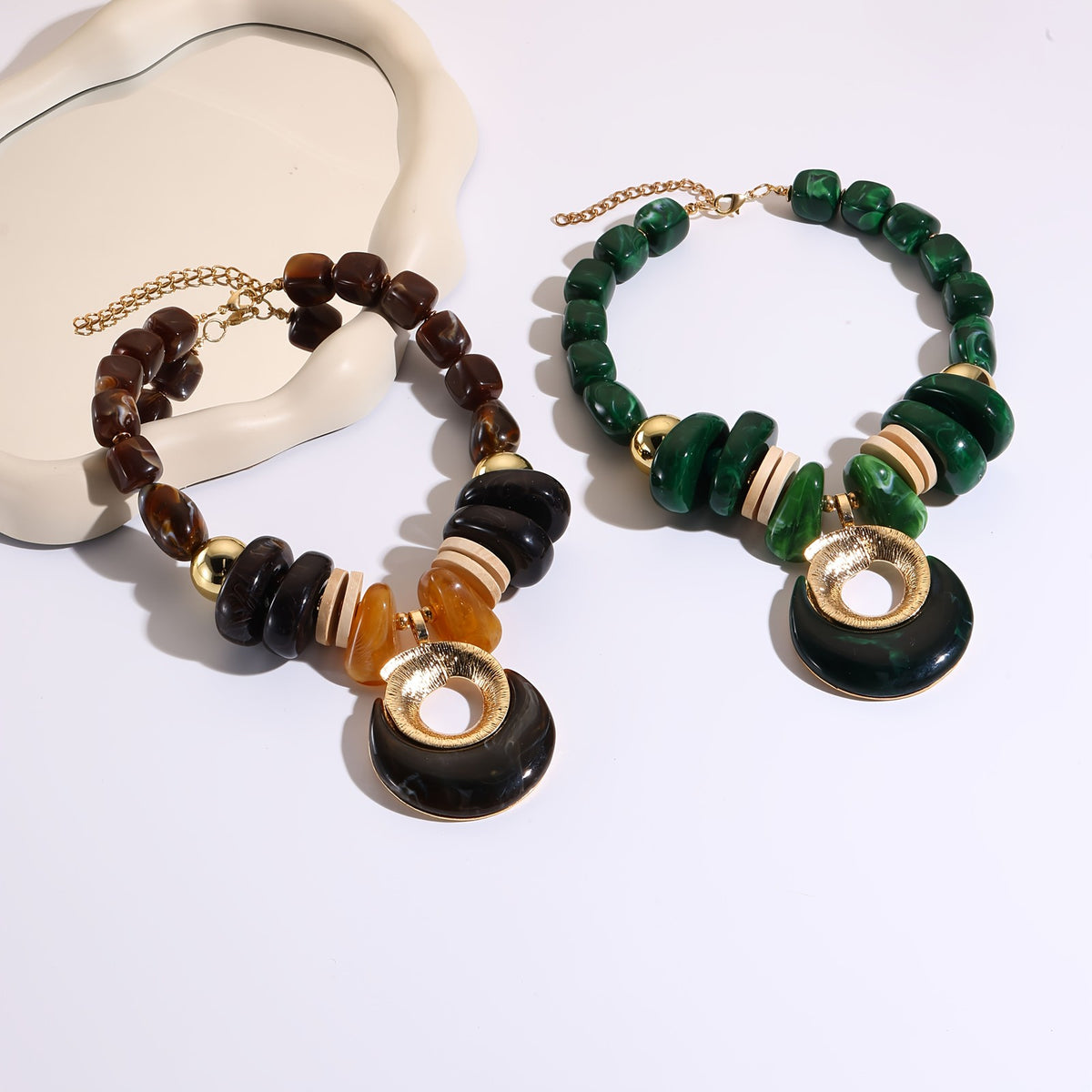 Crescent Bead Statement Necklace