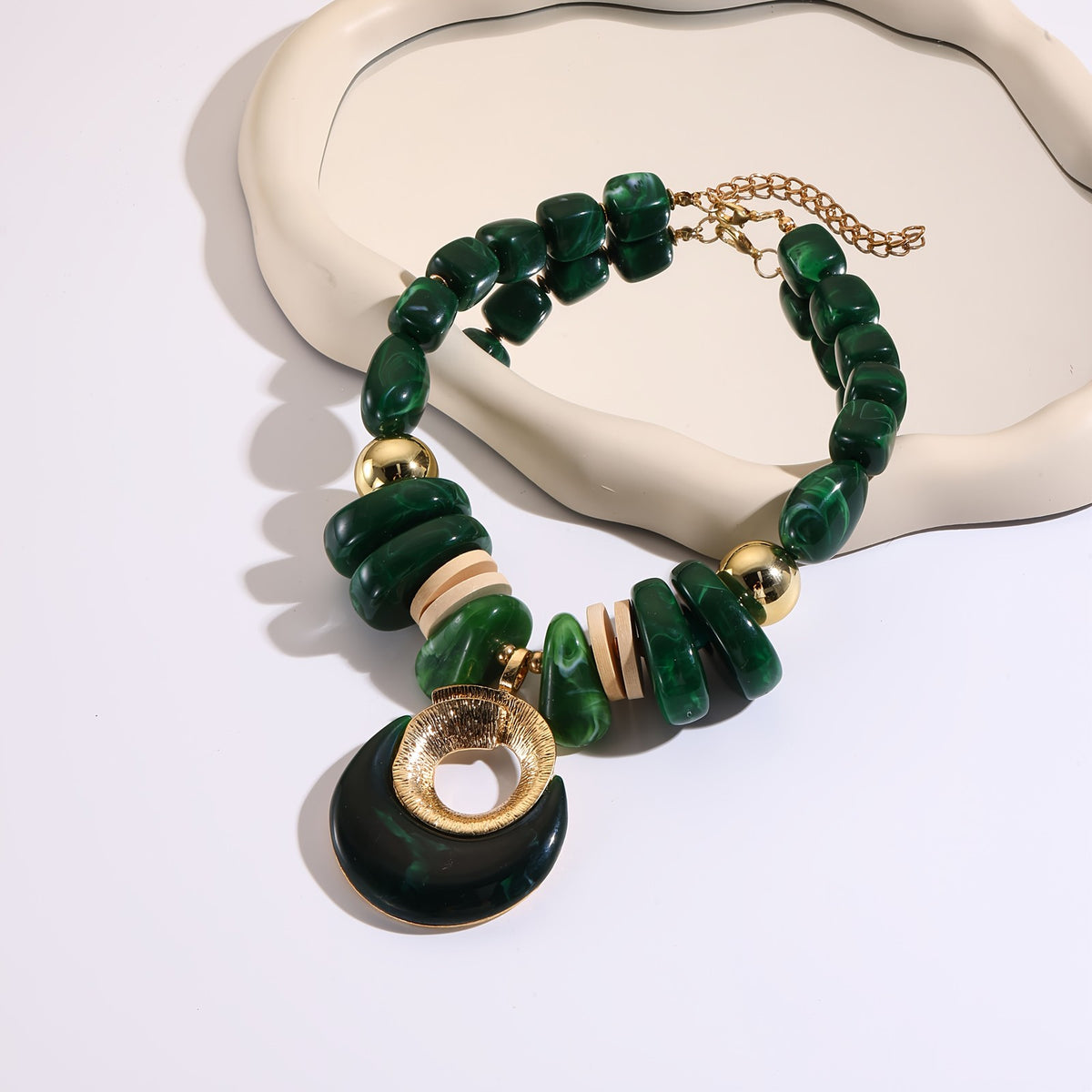 Crescent Bead Statement Necklace