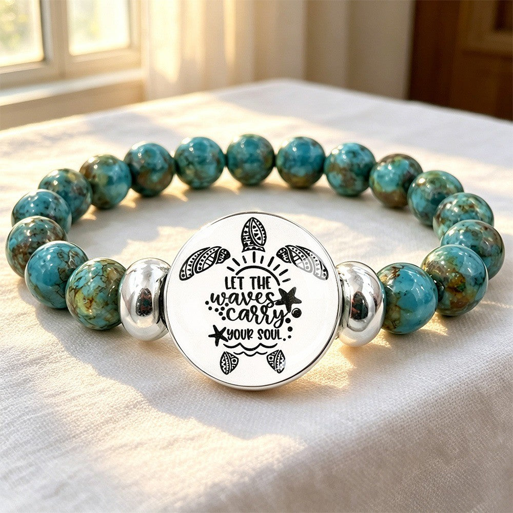 Turquoise Turtle Message Bracelet