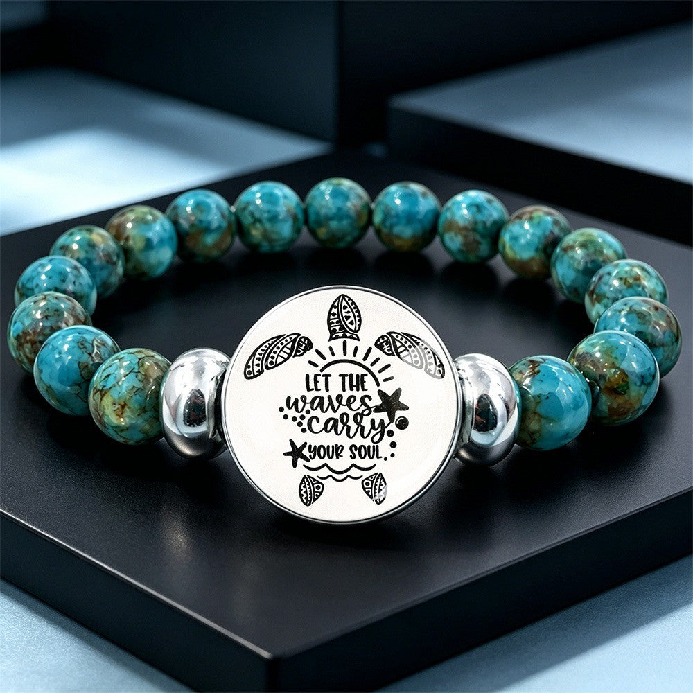 Turquoise Turtle Message Bracelet