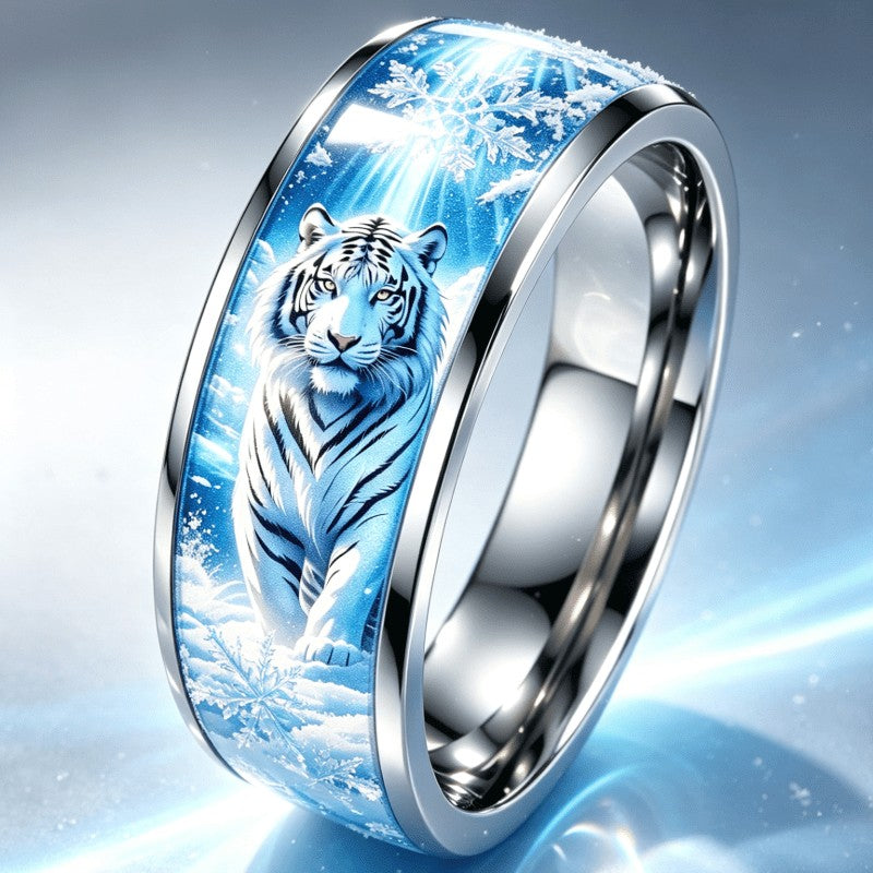 White Tiger Snow Scene Ring