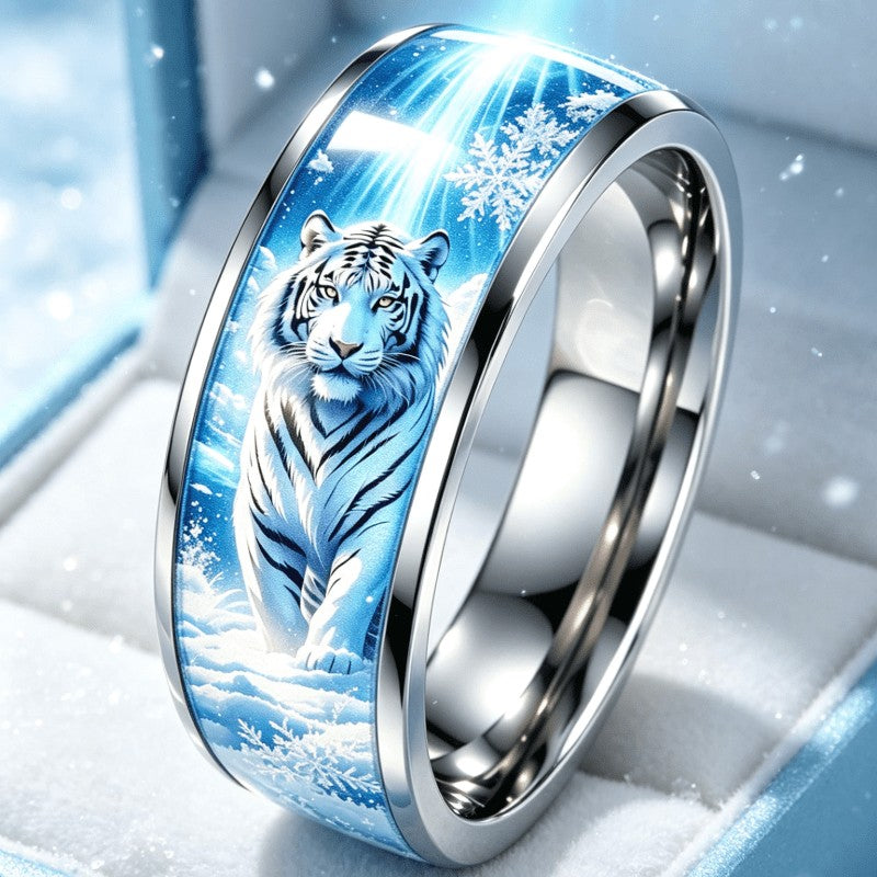 White Tiger Snow Scene Ring