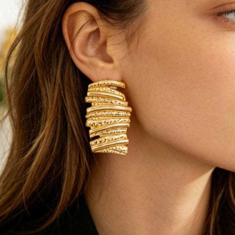 Layered Pleated Statement Earrings