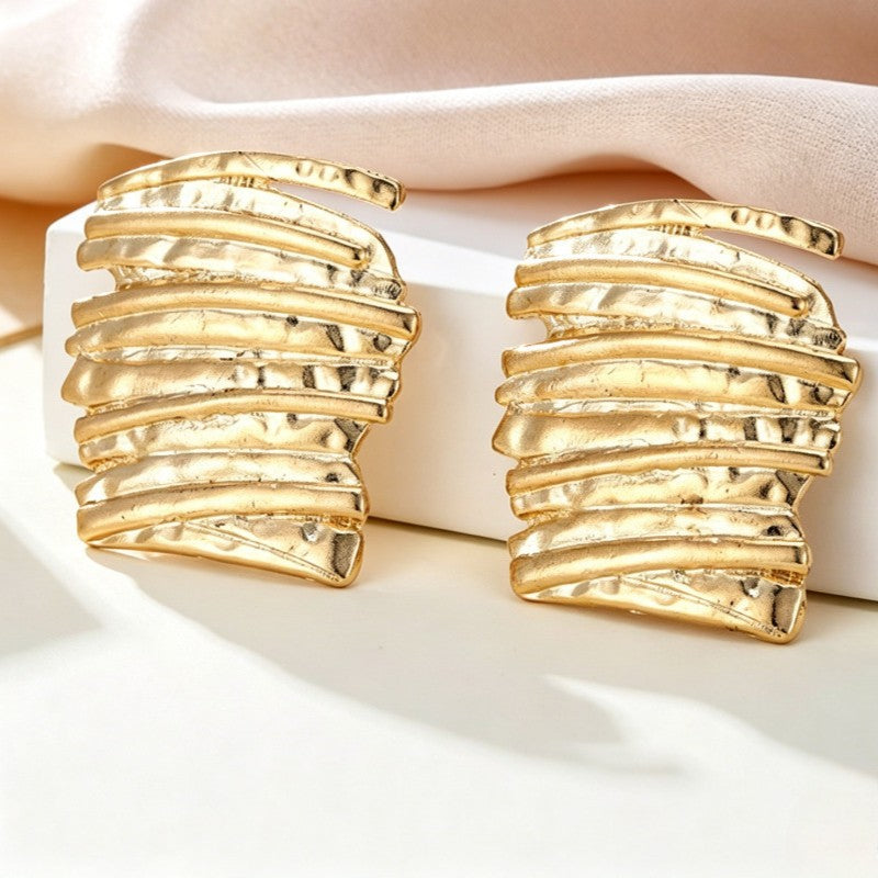 Layered Pleated Statement Earrings