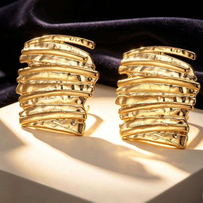 Layered Pleated Statement Earrings