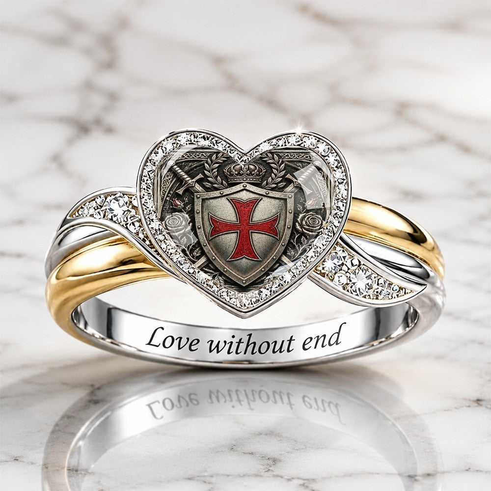 Red Cross Shield Heart Ring