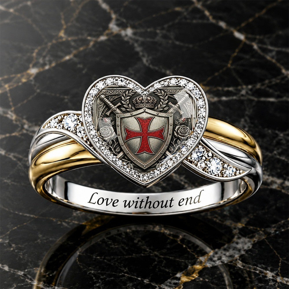Red Cross Shield Heart Ring