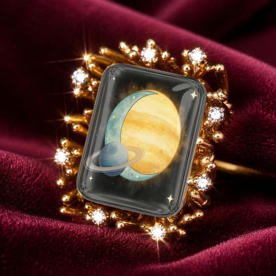 Planet & Moon Square Ring