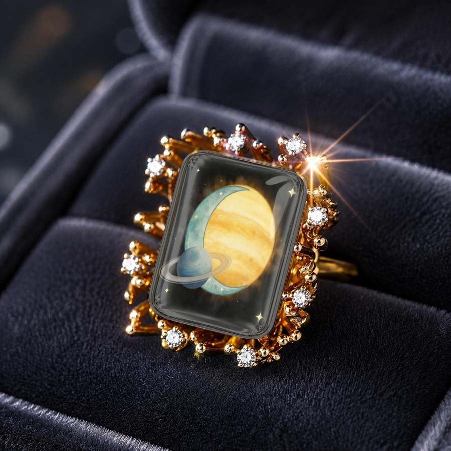 Planet & Moon Square Ring