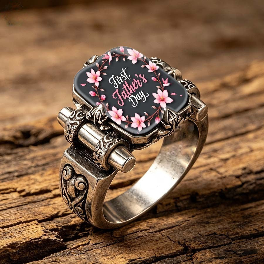 First Father's Day Floral Square Ring