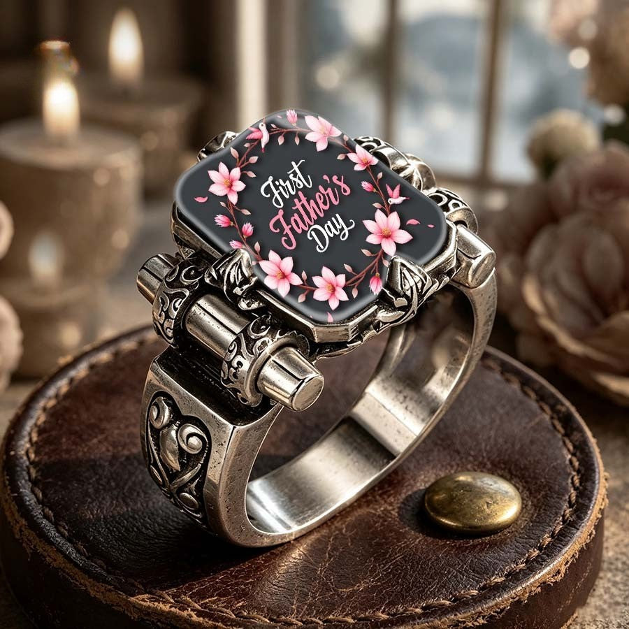 First Father's Day Floral Square Ring
