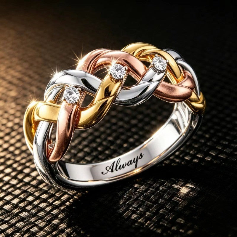 Tri-Color Woven Crystal Ring