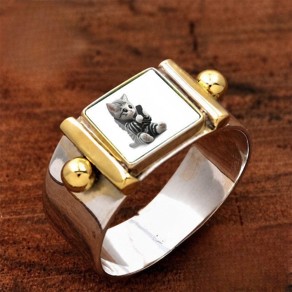 Phone Cat Square Ring