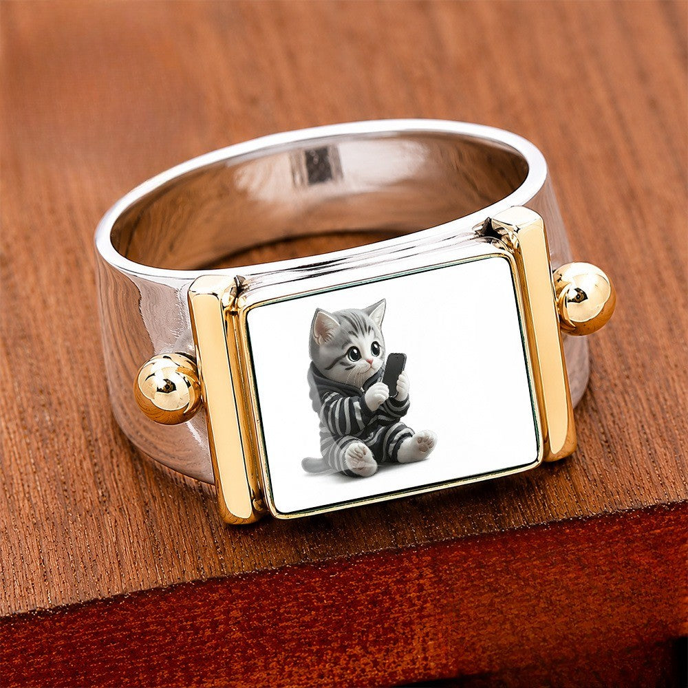 Phone Cat Square Ring
