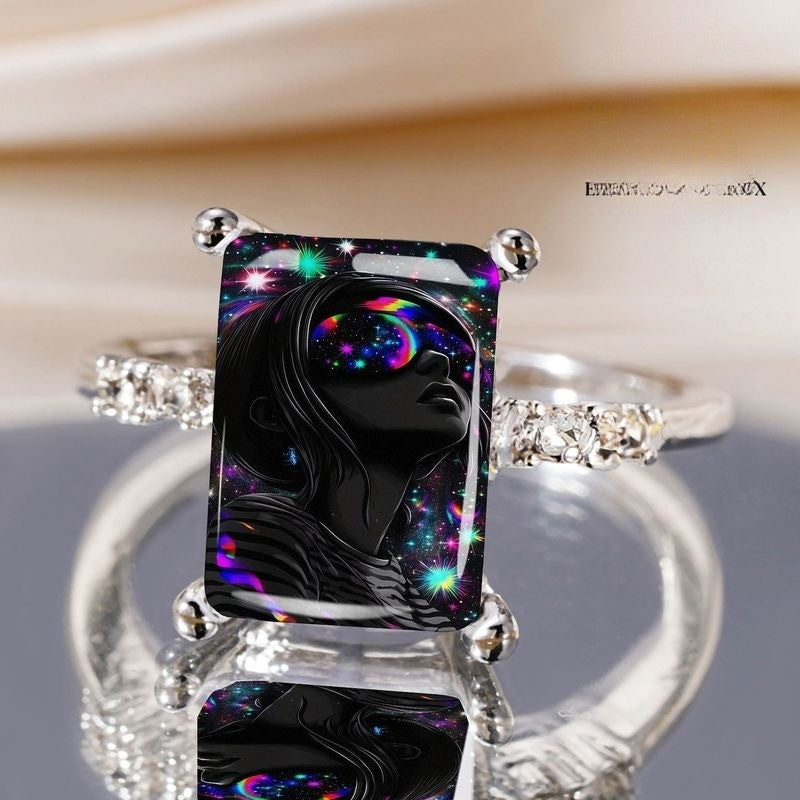 Galaxy Silhouette Rectangular Ring