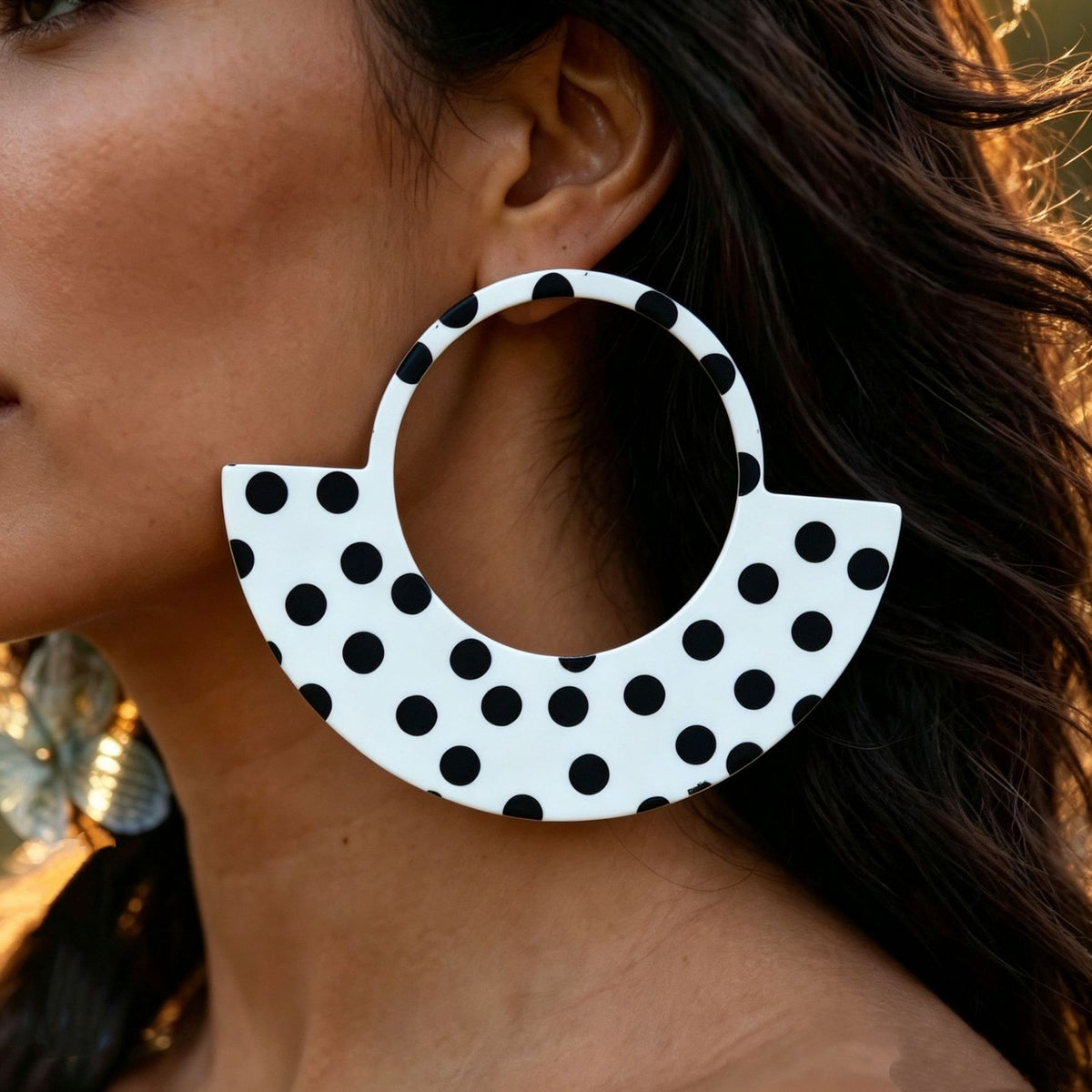 Polka Dot Geometric Hoop Earrings