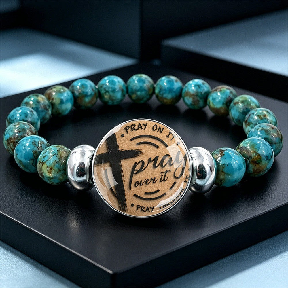 Turquoise Pray Over It Bracelet
