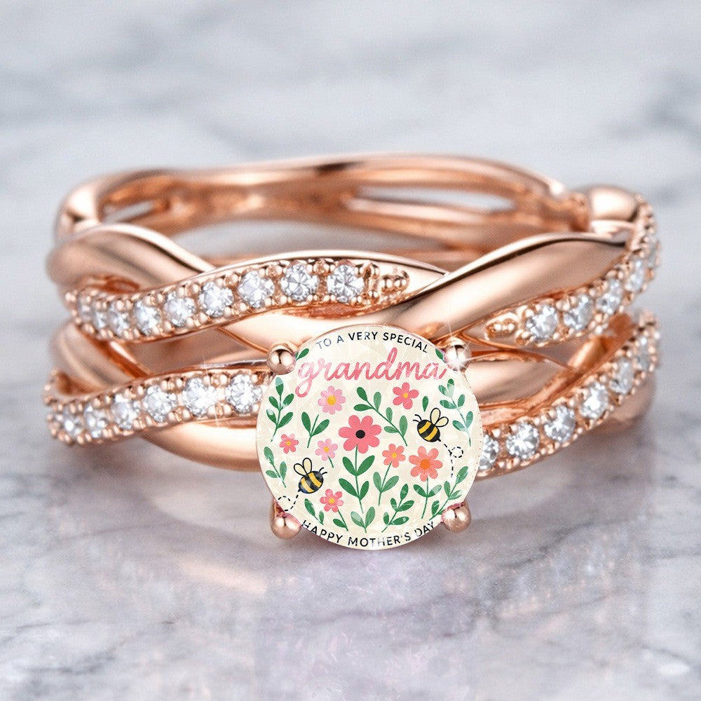 Floral Bee Message Ring