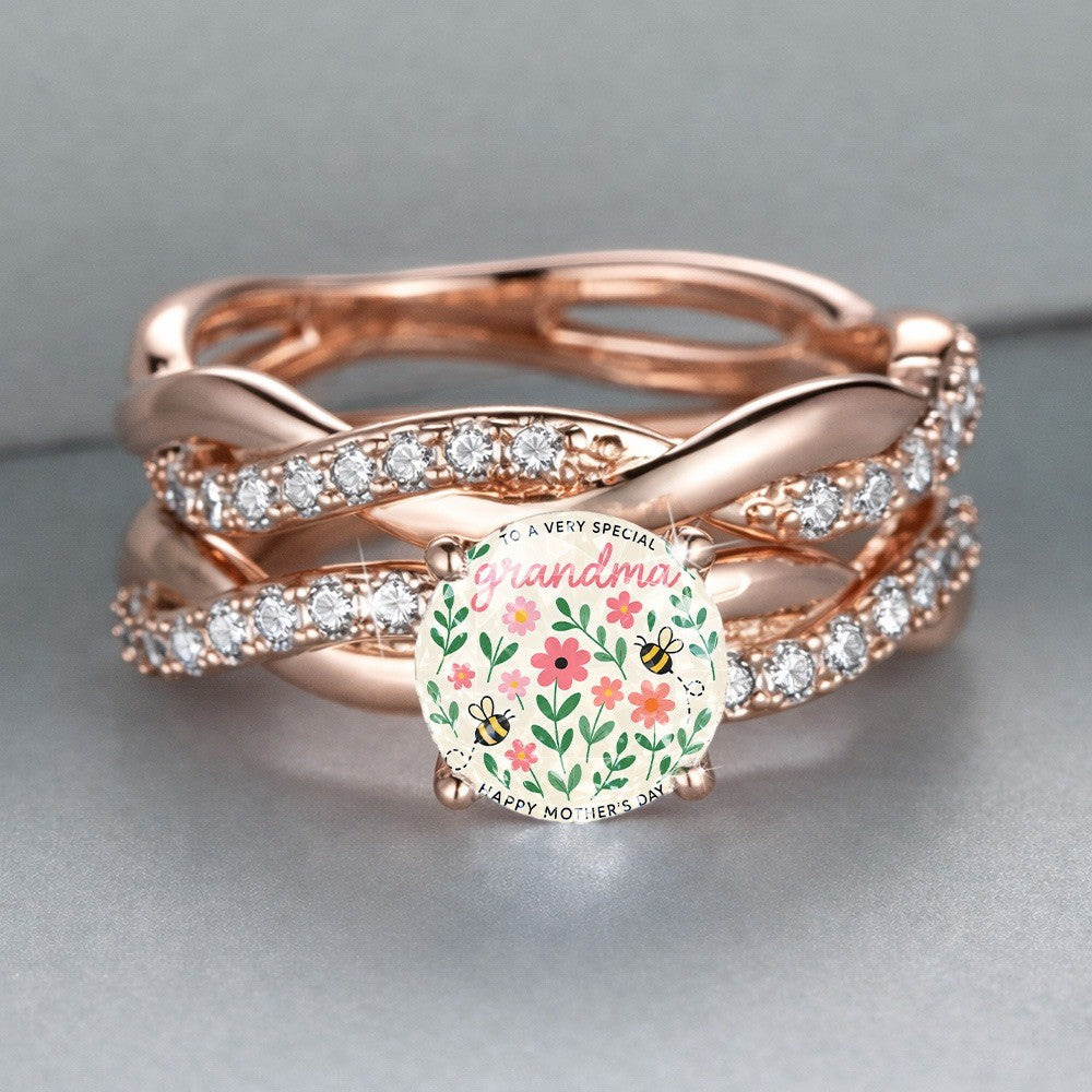 Floral Bee Message Ring