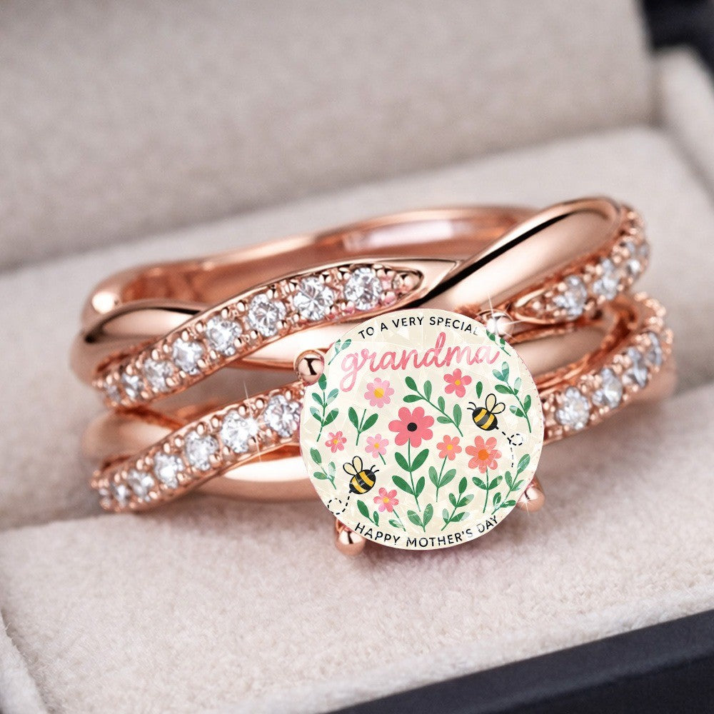 Floral Bee Message Ring