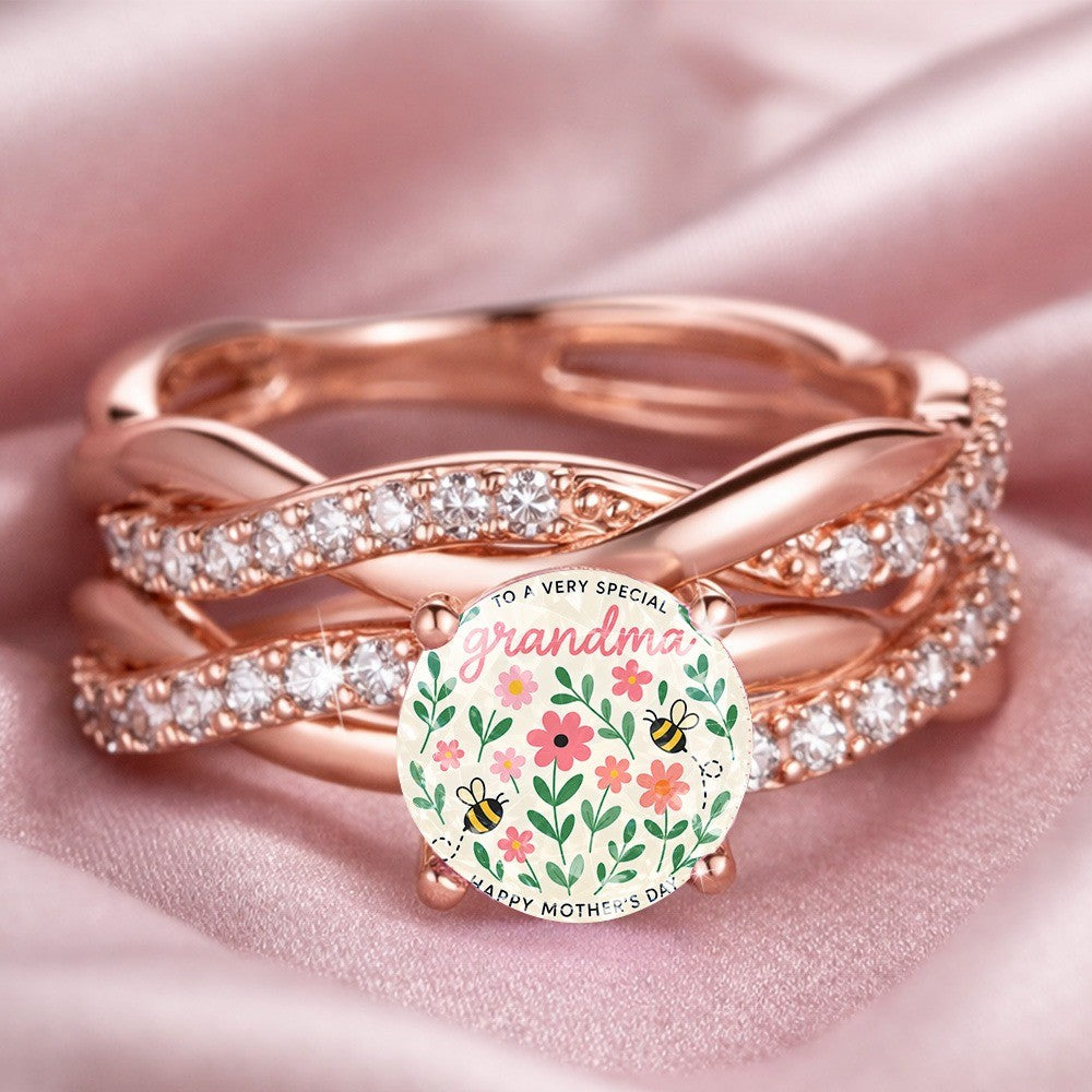 Floral Bee Message Ring