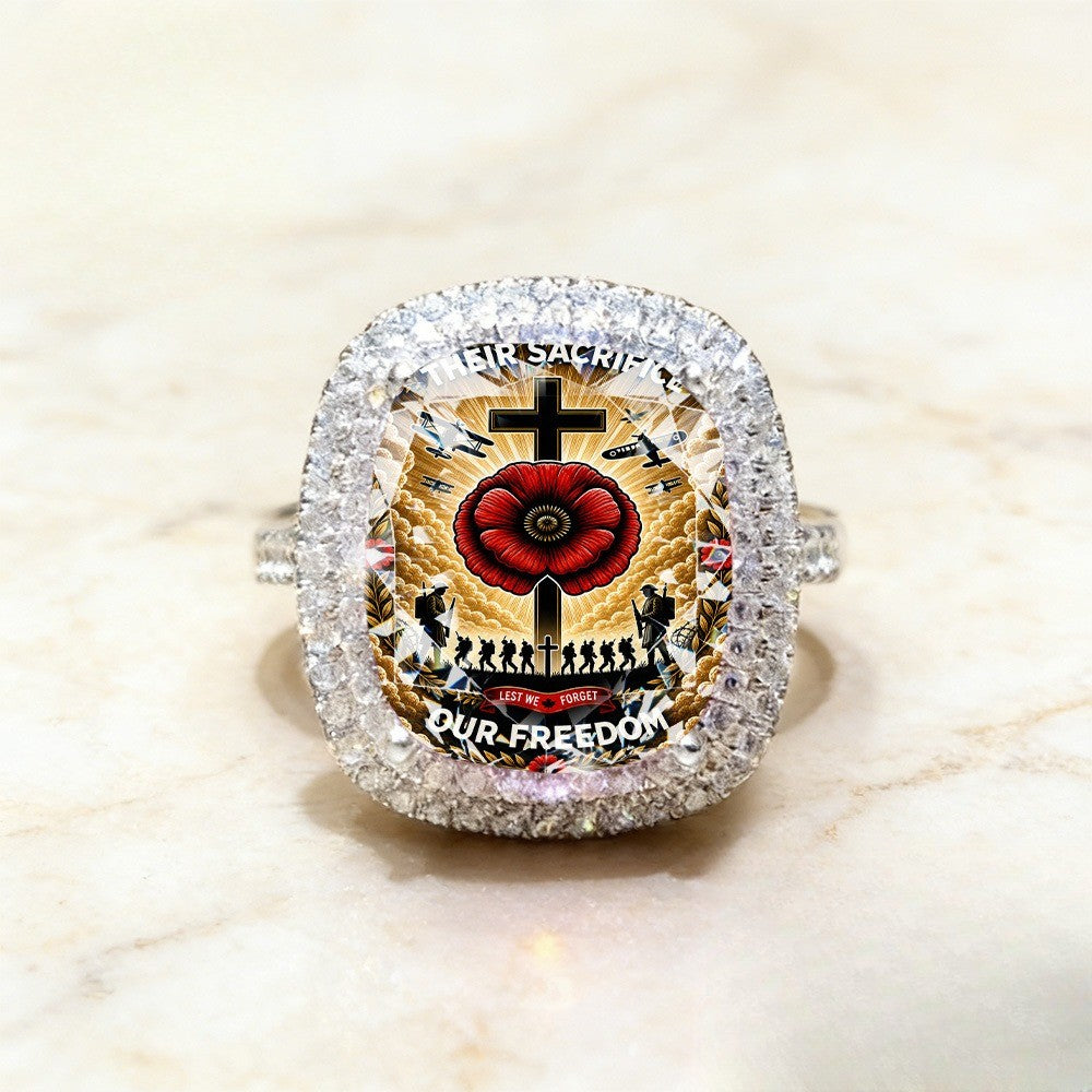 Remembrance Poppy Statement Ring